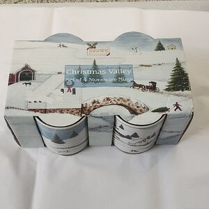 David Carter Brown Christmas Valley Stoneware Mugs, Set Of 4